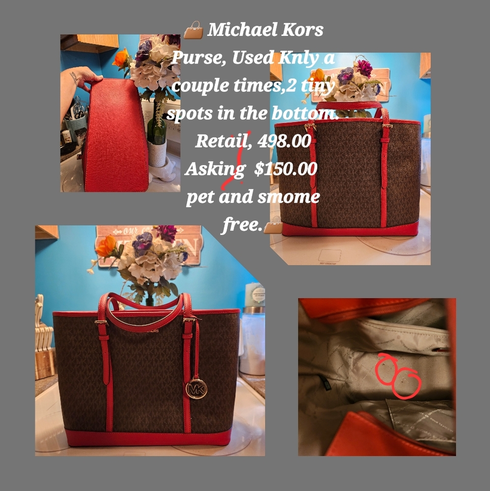 Selling Brown and Red Micheal Kors Purse, Only used twice.